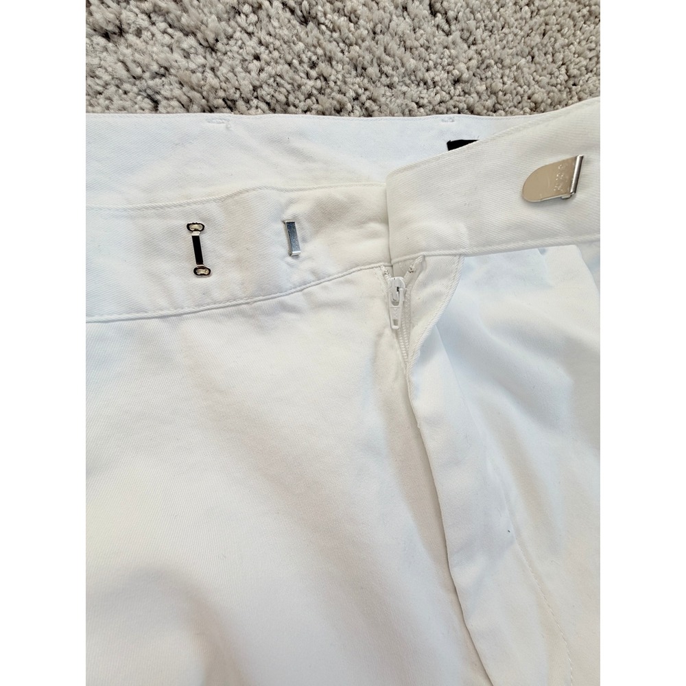 Greg Norman Mens White Golf Shorts Waist 36 Cotton Twill Flat Front Shark Logo - Picture 5 of 6